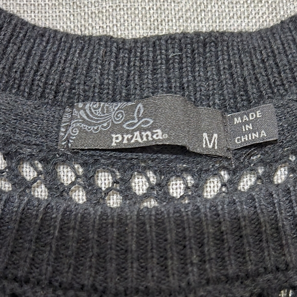 prAna Black Sharla Sweater Open Knit Long Sleeve Size Medium - Picture 10 of 11